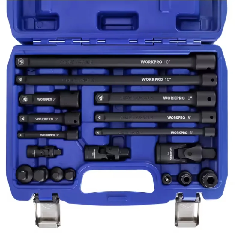 WORKPRO Набор аксессуаров для приводных инструментов из 18 предметов включает в себя адаптеры для гнезда Удлинитель для гнезда Поворотные универсальные шарниры Ударная муфта