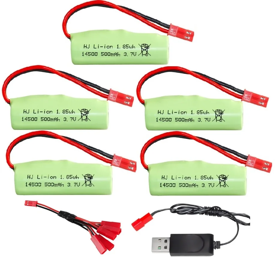 JST plug 3.7V 500mAh Li-ion Battery 14500/USB charger For R/C Stunt Dump Car/R/C Twist- Desert Cars R/C Climbing cars