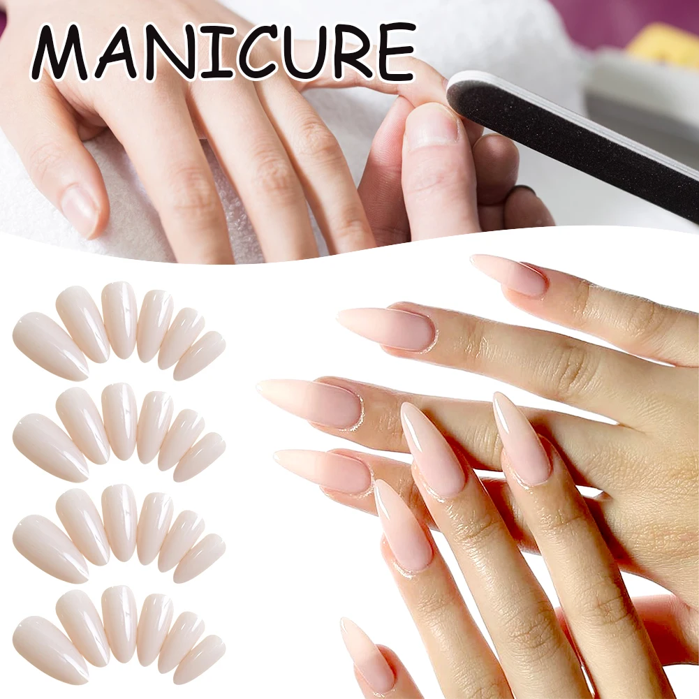 Almonds Shape Bare Color Fake Nail Safe Skin-friendly Female False Nails For Home Travel