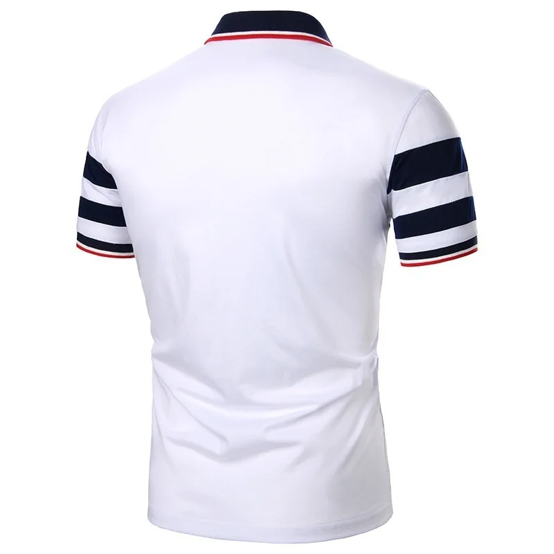 2024 New European and American men\'s threaded polo short sleeved splicing seasonal casual men\'s clothing for foreign trade