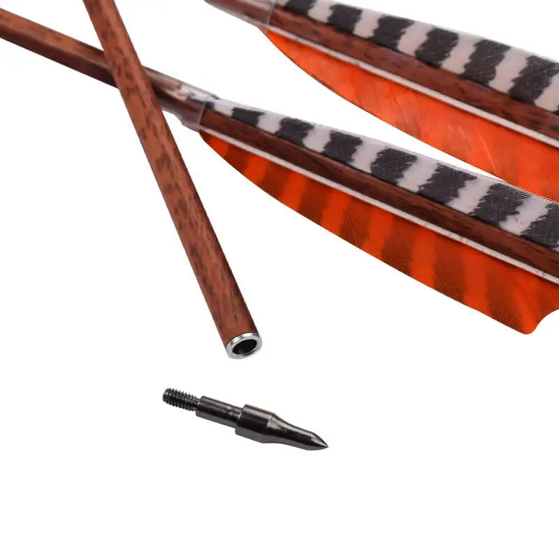 

30inch Feather Carbon Arrows Wood Camo Shaft SP400 Traditional Bow Shooting