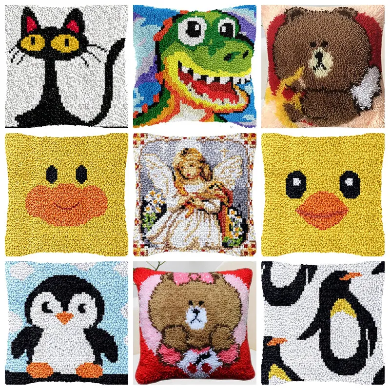 Cartoon Embroidery Latch Hook DIY Hand Knitted Embroidered Pillow Latch Hook Rug Kits Smyrna Package Carpet