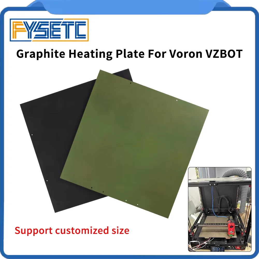 FYSETC Graphite Build Plate Low Thermal Expansion and High Conductivity Heat PTFE Coating Bed 3d Printer Parts for Voron & VzBot