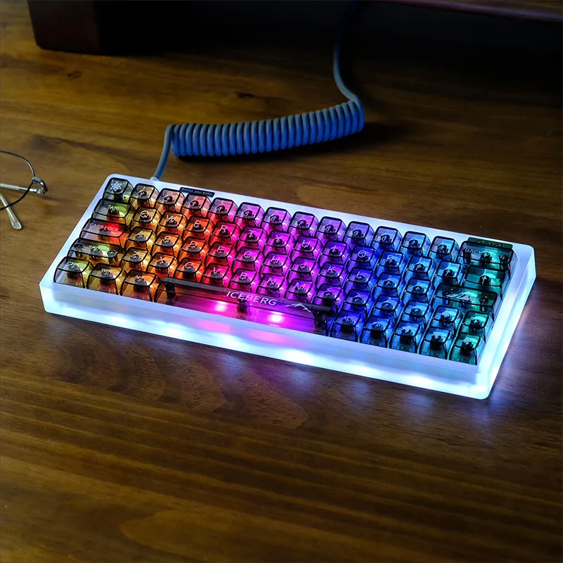 

Iceberg Crystal Transparent Backlit RGB Keycaps For Mechanical Keyboard CBSA Profile ISO Layout 132 Keys PC Keycap Custom GK61