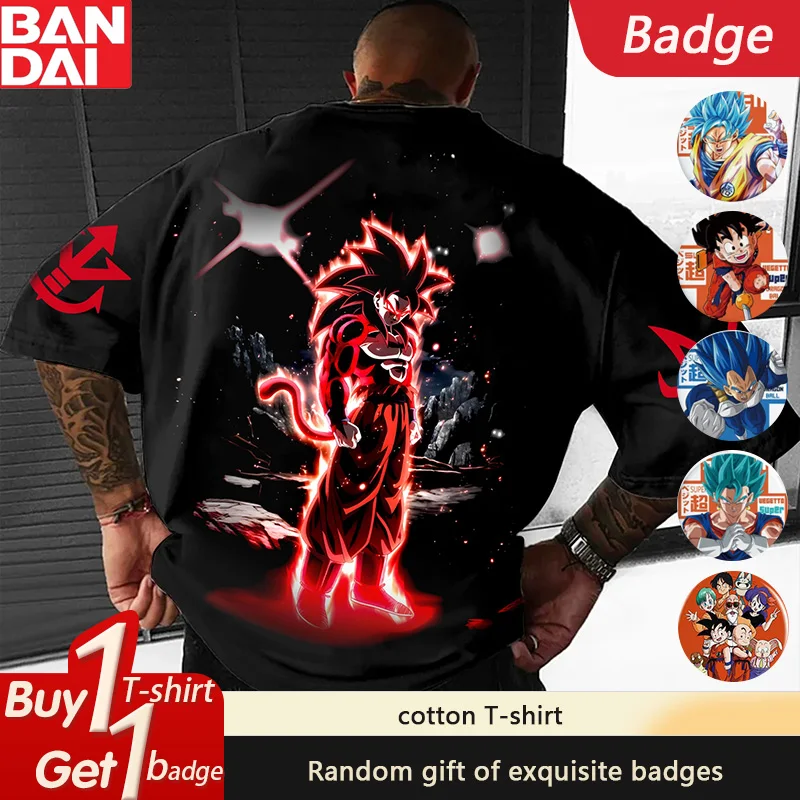 

Dragon Ball GOKU Classic Anime Peripheral Short Sleeve Summer Two Dimensional Loose Men's and Women's Cotton T-Shirt Ins