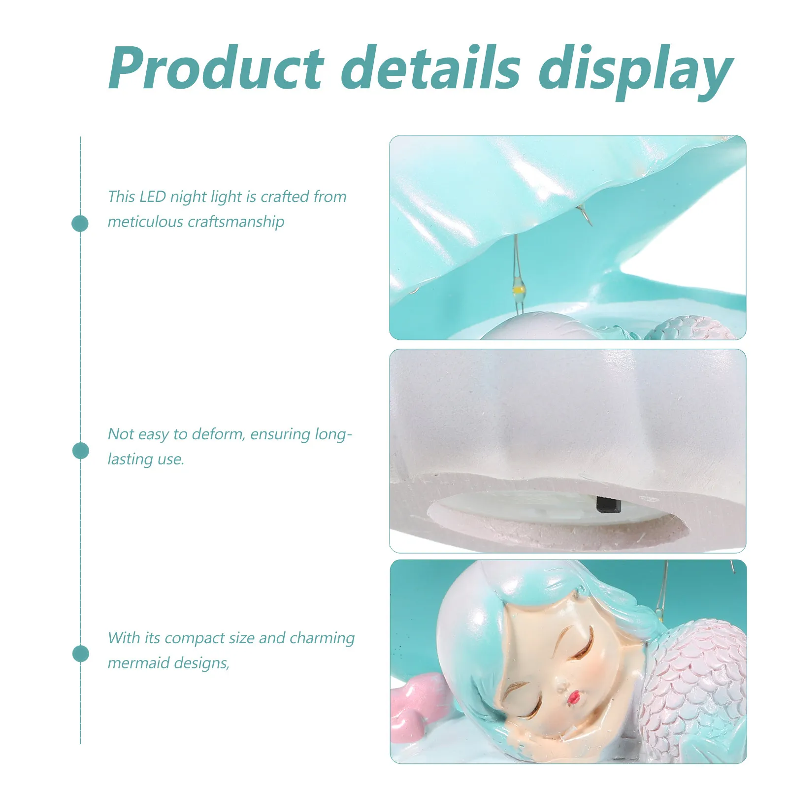 Mermaid Shell LED Night Lamp Compact Bedroom Light Soft Eye Protection Bedside Decorative Night Light Mermaid Lamp