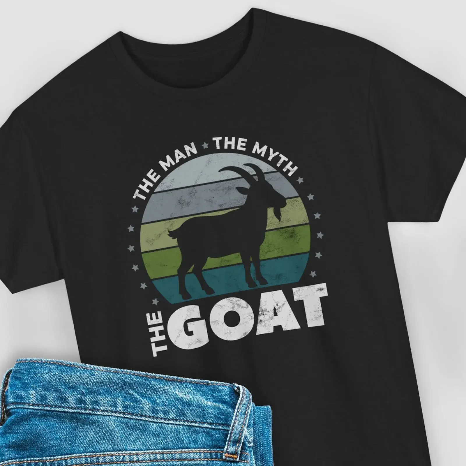 The Man Myth GOAT T Shirt Funny Dad For Fathers Day Grandpa Birthday vintage Washed Comfortable designer clothes