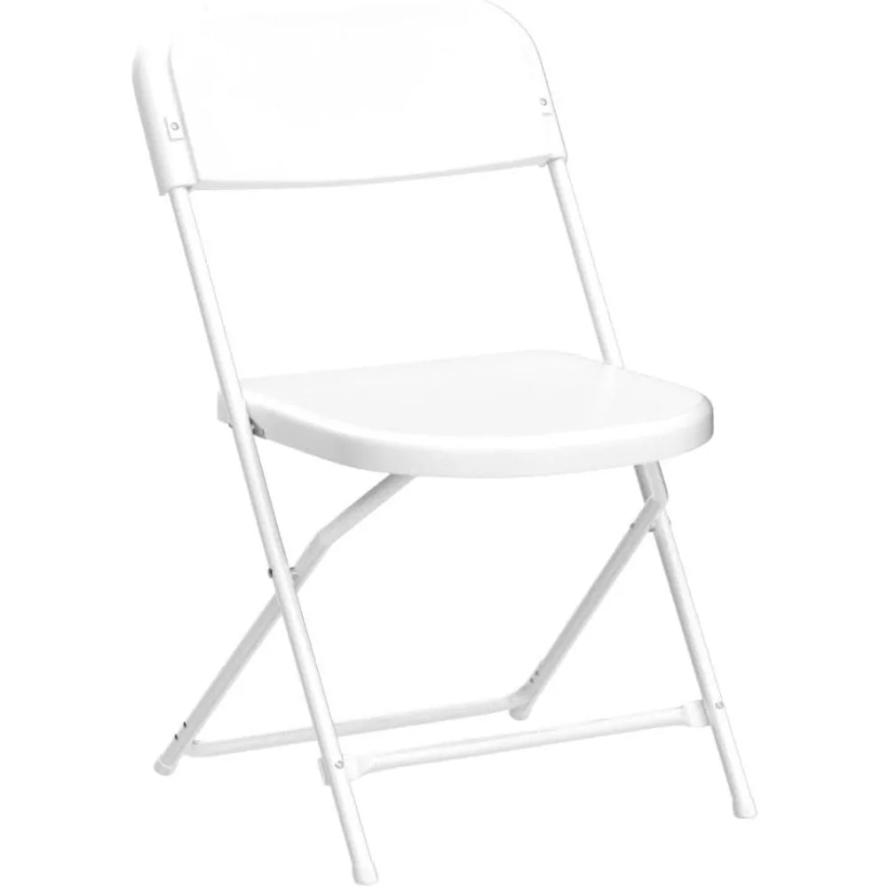 Chaises pliantes en plastique pour l'extérieur et l'intérieur, chaises pliantes, blanc, limite de poids 650LB, paquet de 8