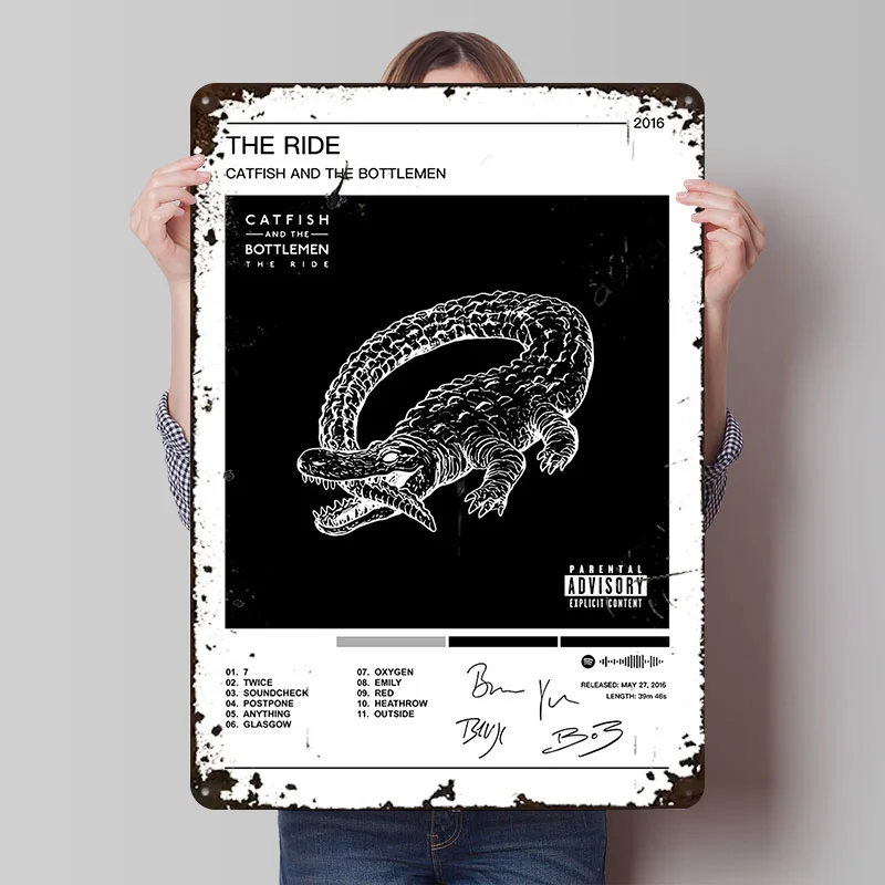 ナマズとボトルマン ザ・ライド・アルバム メタルポスター 壁飾りアイテム カスタマイズ可能なメタルブリキ看板 壁アート装飾用