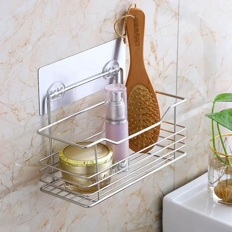 1/2 pz 22cm di altezza recinzione in acciaio inox bagno ripiano di stoccaggio senza perforazione a parete cucina bagno wc Rack di stoccaggio