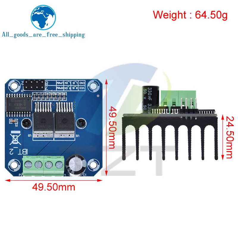 1/3 SZT. DC6-27V Podwójny Moduł Sterowania Silnikiem Krokowym BTS7960 BTS7960B DC 43A Moduł Mostka H PWM