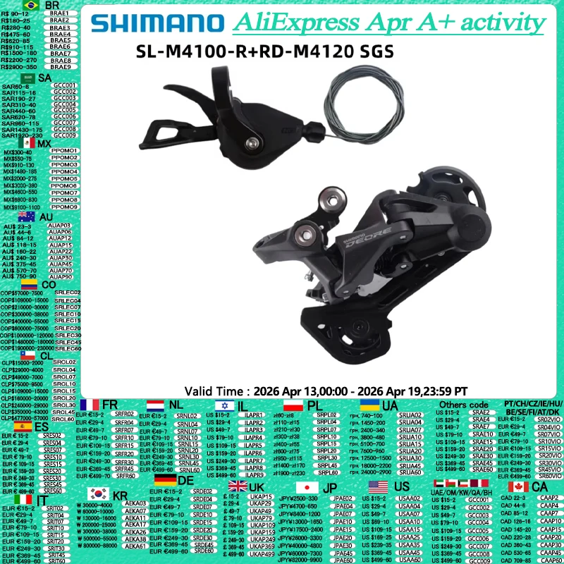 

Shimano Deore M4100 Mini Groupset 2x10v/11v Shifter Lever RD-M4120 M5120 Long Cage Rear Derailleur For 10s Mountain Bike Set