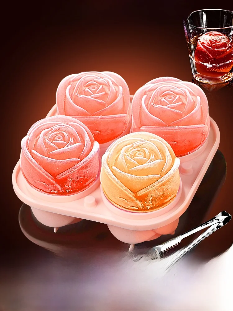 

1PC Silicone Large Rose Ice Cube Mold Whiskey Golf Ball aped Baby And Mother Friendly Kitchen Cooking Utensils Ice Tray