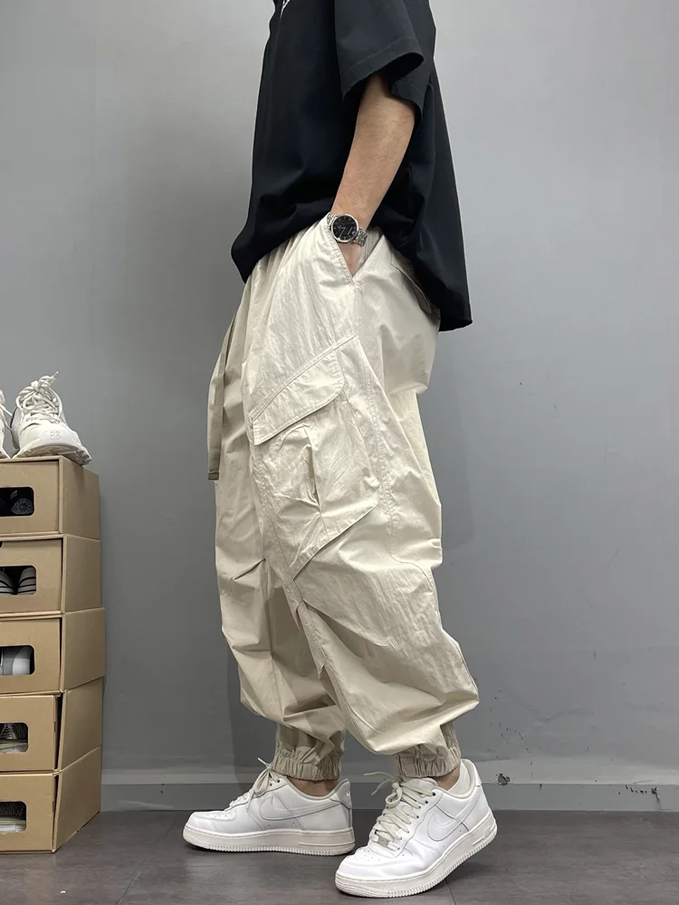 

Summer Thin Multi-ket Work Pants Men Loose Cuffed Sports Casual American High Street Haren Long Pants Cool