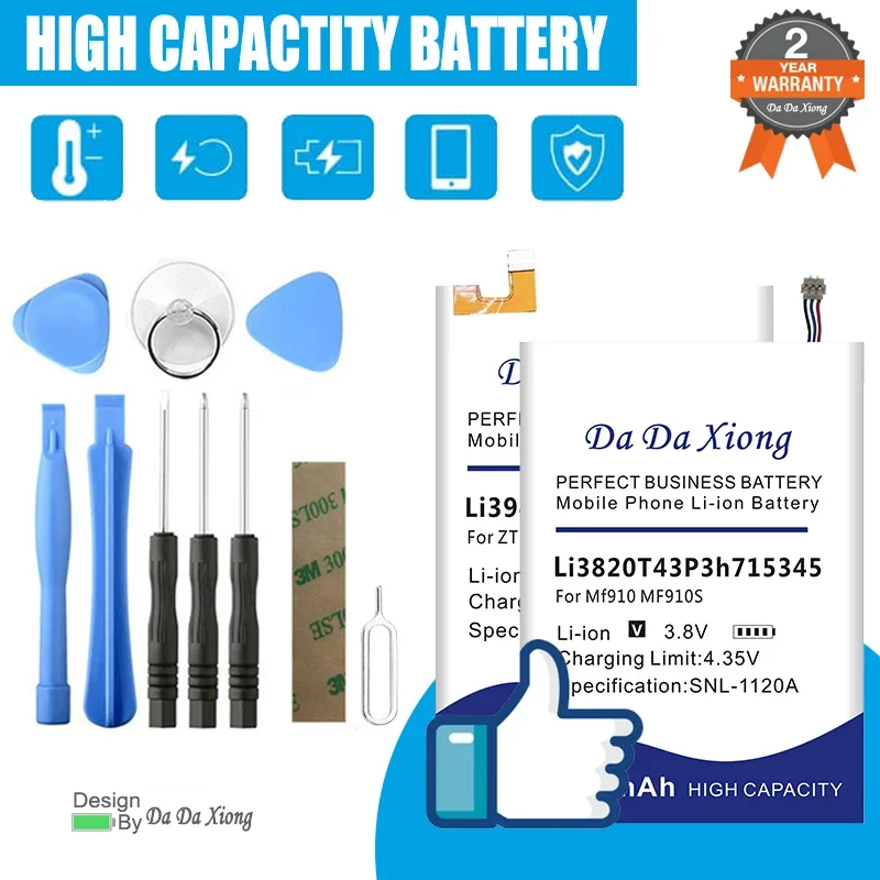 DaDaXiong Battery For ZTE Blade AXON Li3839T44P8h866445 A2 A3 X3S L4 A5 L2 V7 L8 9 S Fle A610 MF910 A2019 NX659J Pro Plus Lite