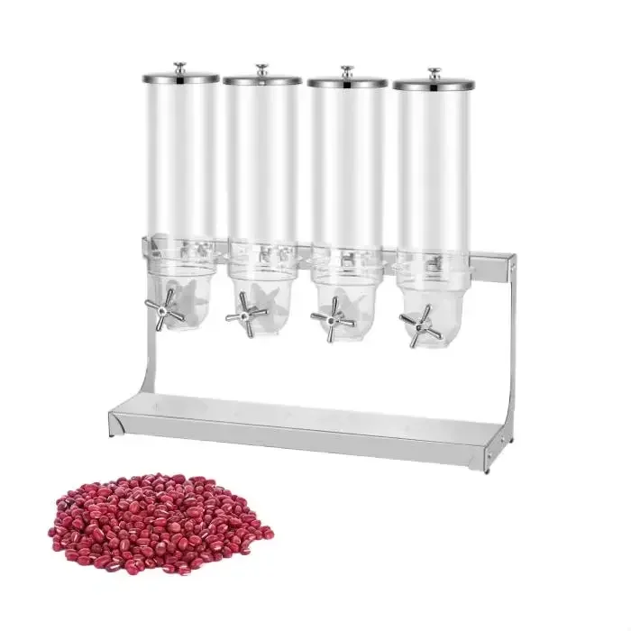 

New Design Stainless Steel Base 8L*2 Large Double Cereal Dispenser Dry Food Storage Container Dispenser for Hotel Kitchen