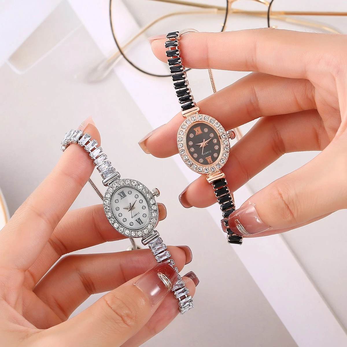 Роскошные женские часы со стразами из розового золота, модные женские кварцевые наручные часы, элегантные женские часы, комплект, подарочный регулируемый браслет