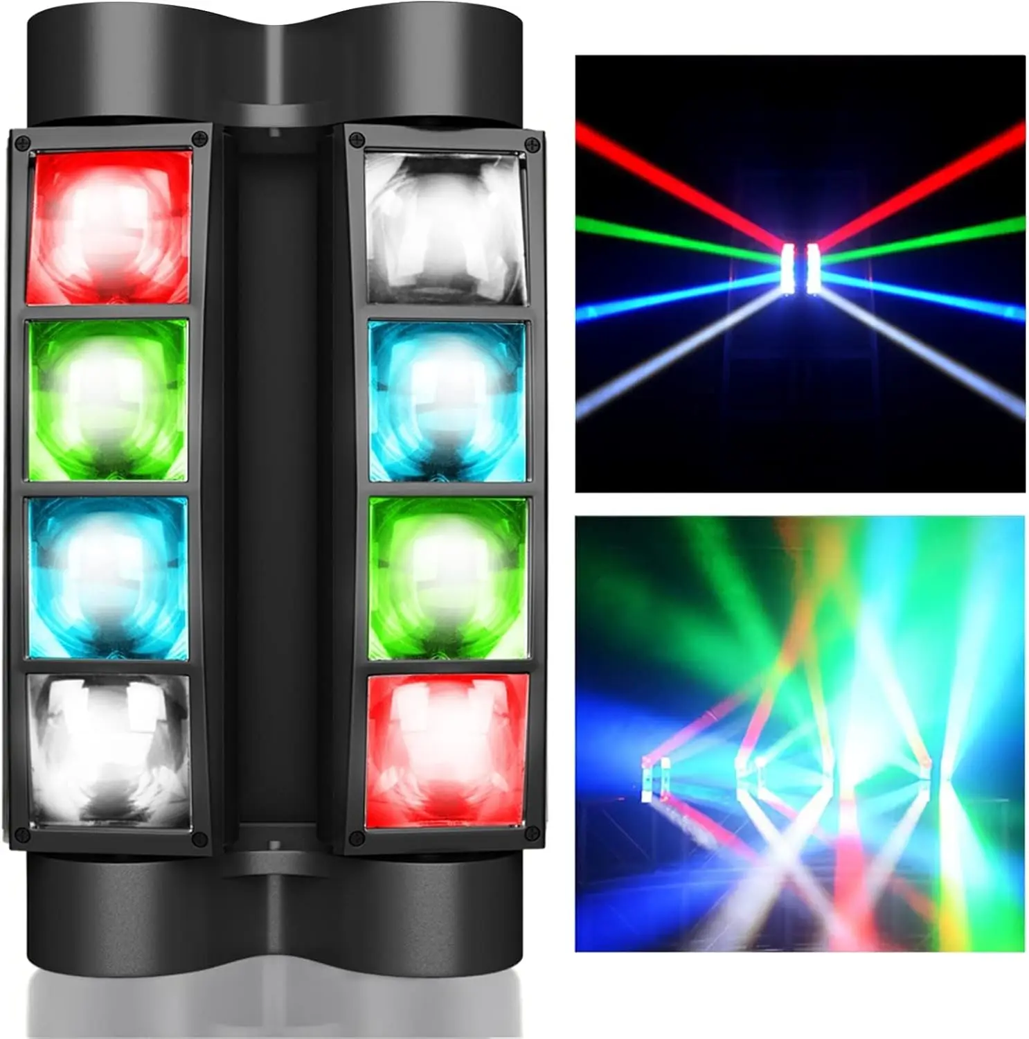 

Stage Light, Moving DJ Light for Parties, RGBW 8x3W LED Light, Sound Activated & DMX-512 Control for
