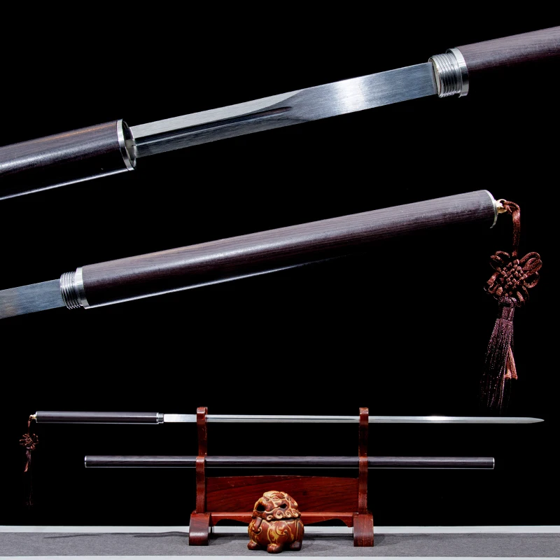 Chinese Wuying Tang Sword Manganese Steel Blade Full Tang Martial Arts Training Staff Swords Black Warrior Katana Home Decor