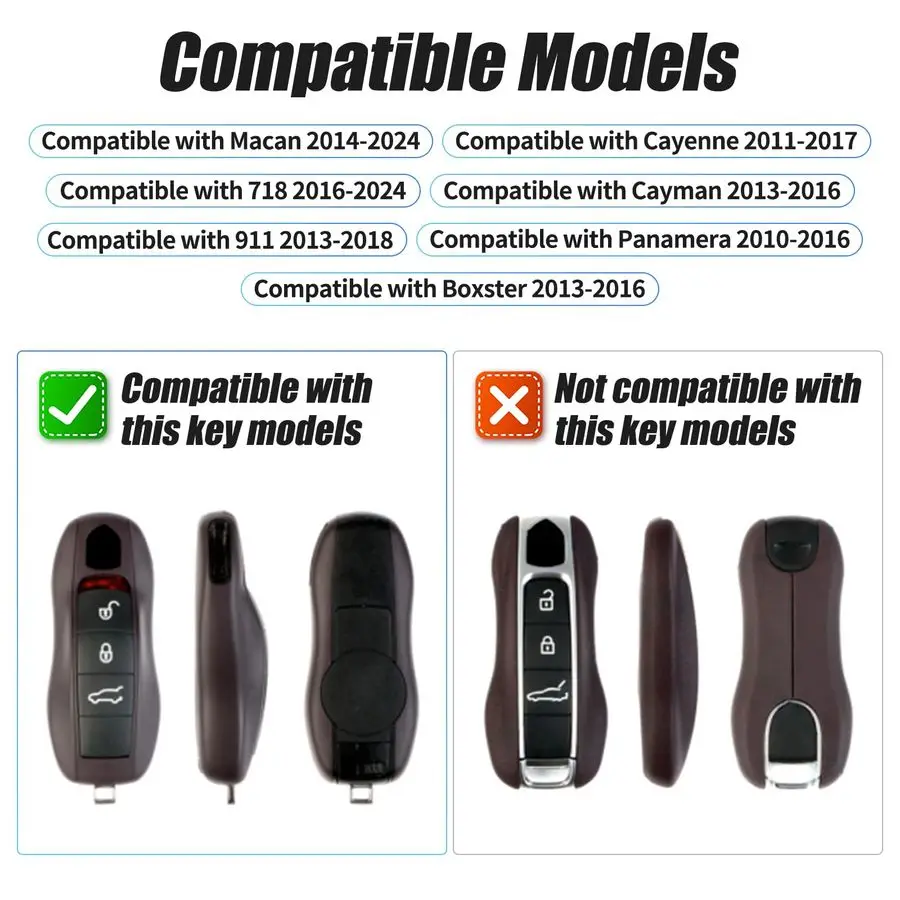غطاء مفتاح فوب أصفر من الجلد متوافق مع غطاء مفتاح بورش مفتاح فوب شل بديل متوافق مع بورش كايين بانامر #2