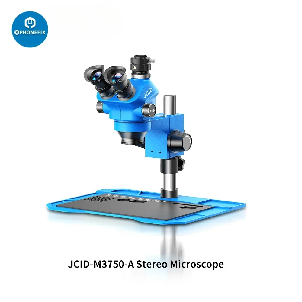 JCID-M3750A Stereo Microscope High Definition Accurate Zoom Focusing with Heat Resistant Silicone Pad for Phone Soldering Repair