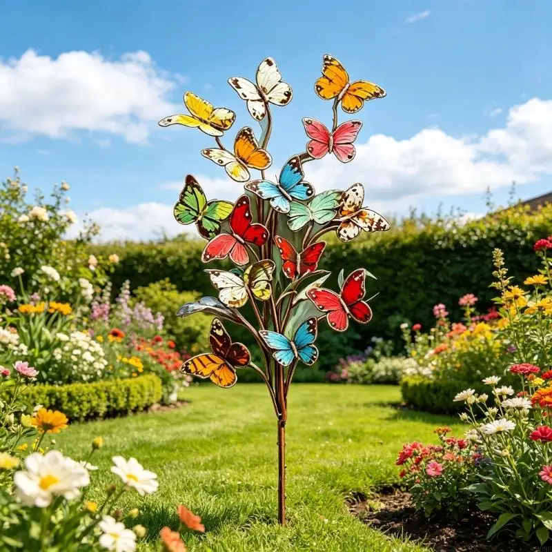 Metallschmetterlinge Gartenstecker Dekore Schmetterling dekorative Gartenstecker, Outdoor-Dekorationen Metall Hof Kunst Ornament – Detail 3