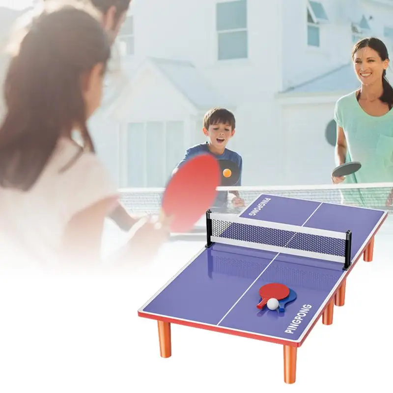 Kleiner Ping-Pong-Tisch, Mini-Tischtennis mit 2 Paddeln, 1 Ball, wetterfeste, stabile Tischtennis-Tische für Kinder und Erwachsene, Spielzimmer