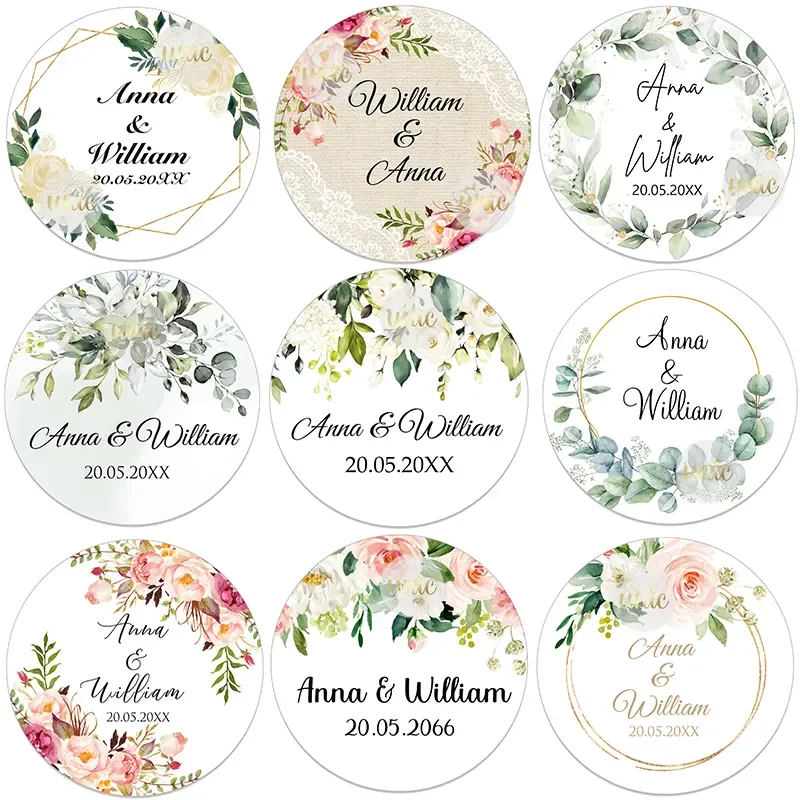 Custom Stickers for Wedding Bridal Shower Baptism Communion Bar Mitzvah FavorsPersonalized Round Circle Label Stickers