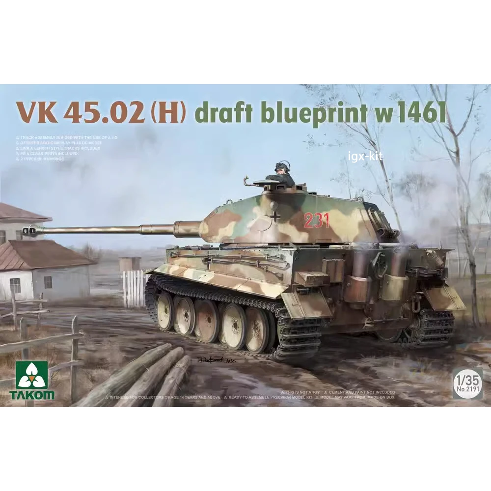 

Таком 2191 масштаб 1/35 VK45 02(H) Проект чертежа W1461 демонстрация танка хобби ремесло игрушка пластиковая сборка набор моделей