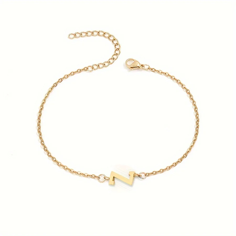 1 Stück Buchstabenform Perlen dünnes Kettenarmband, einfache minimalistische Handkette Unisex Schmuck Dekoration