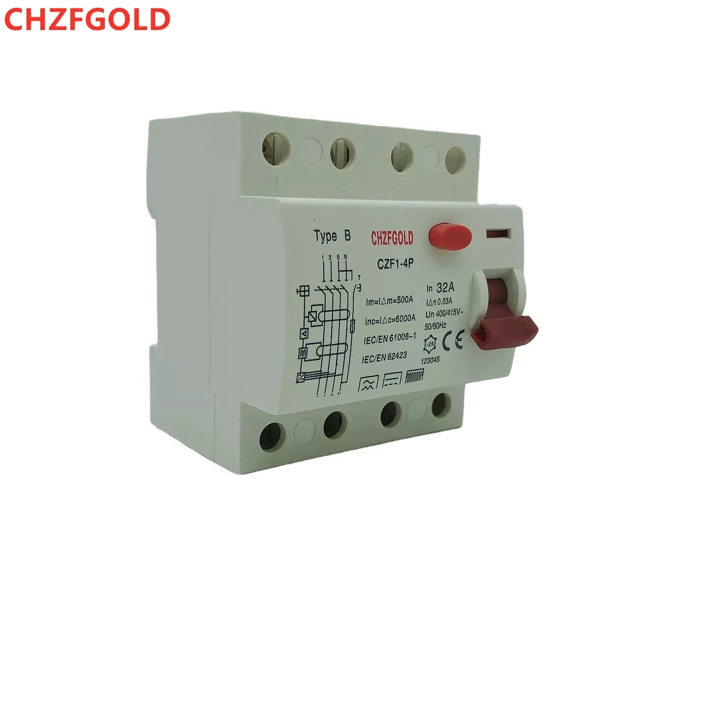 CHZFGOLD A Type BTYPE RCD RCCB 30MA 2-pole 10kA 3P+N 4P 40A DC 230V EKL6-100H Electromechanical Residual Current Circuit Breaker