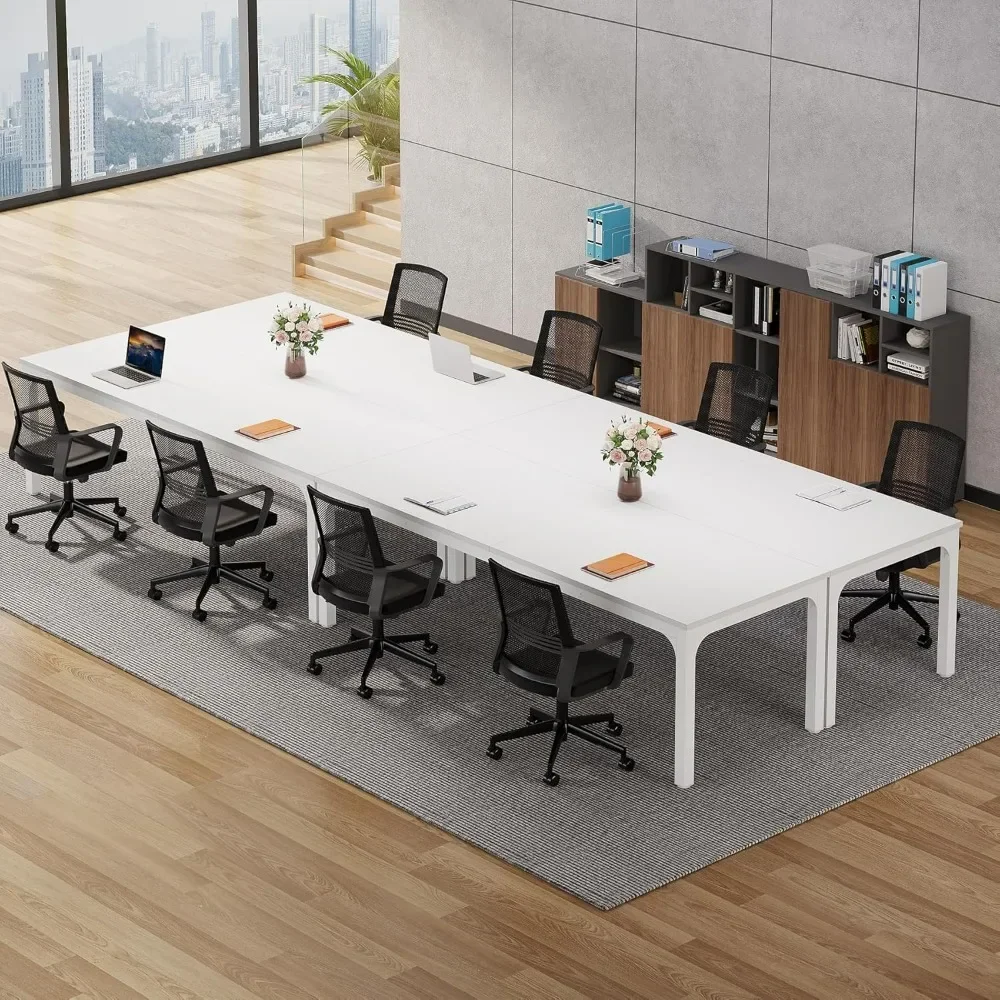 

13 FT Conference Room Table, 78.74" W x 27.56" D Large Office Conference Tables, Modern Seminar Meeting Table Desk for Boardroom