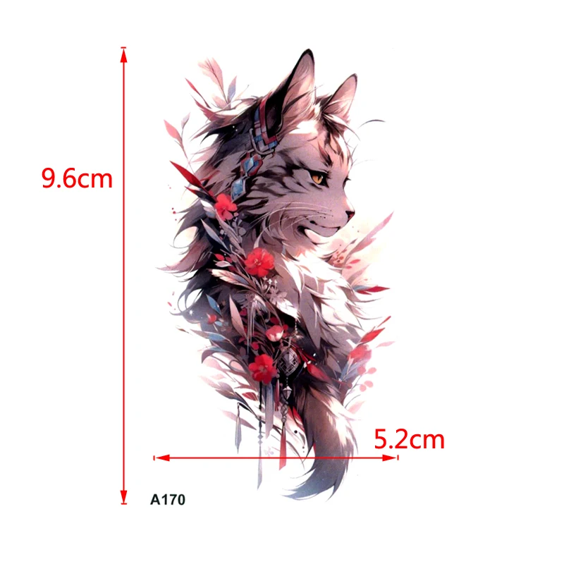 Cat Girl Waterproof Temporary Tattoo Stickers Body Art Henna Tattoo sticker Fake Tatoo Women