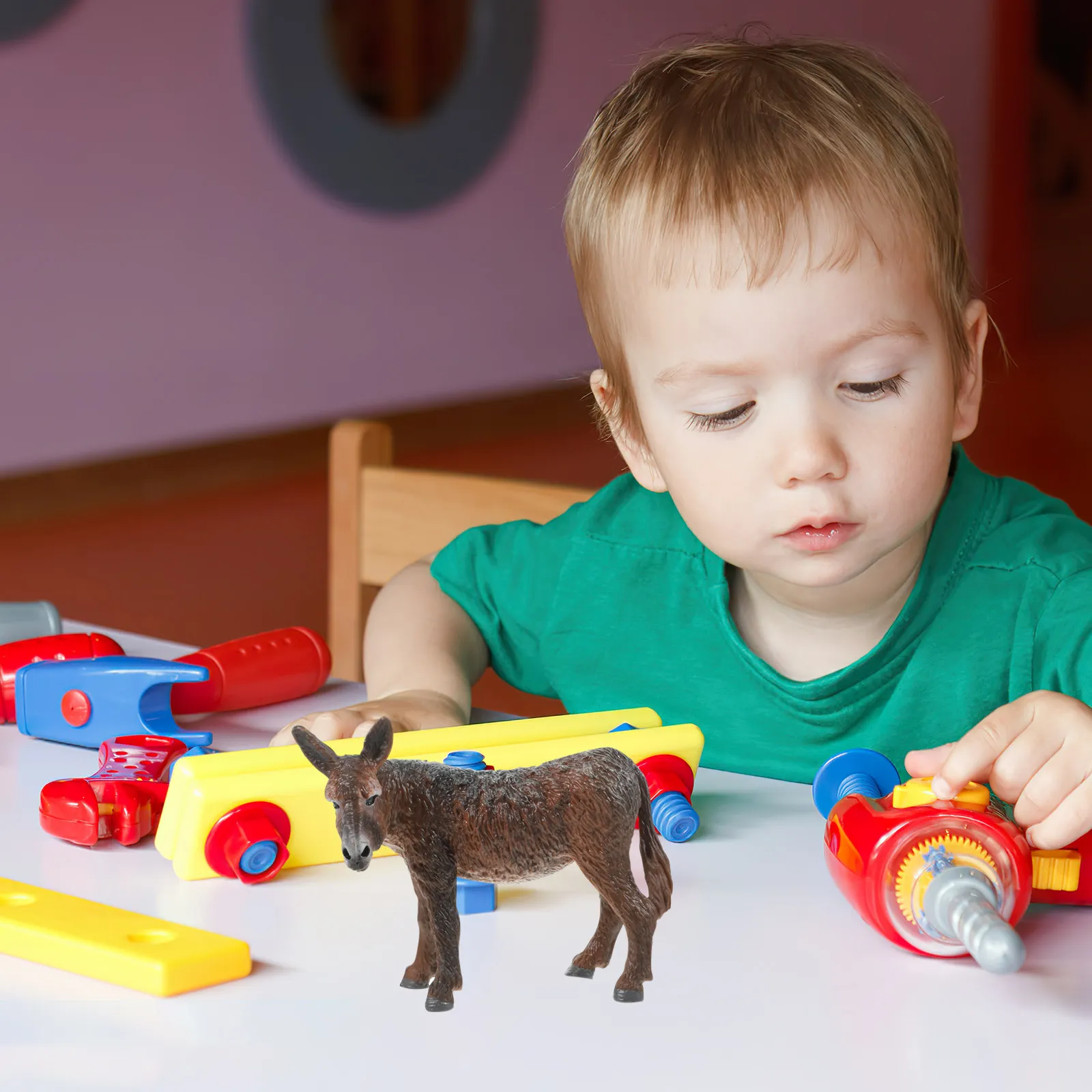 Simulation Donkey Solid Plastic Realistic Educational Wildlife Display Figure for Children Learning Farm Animal Decor