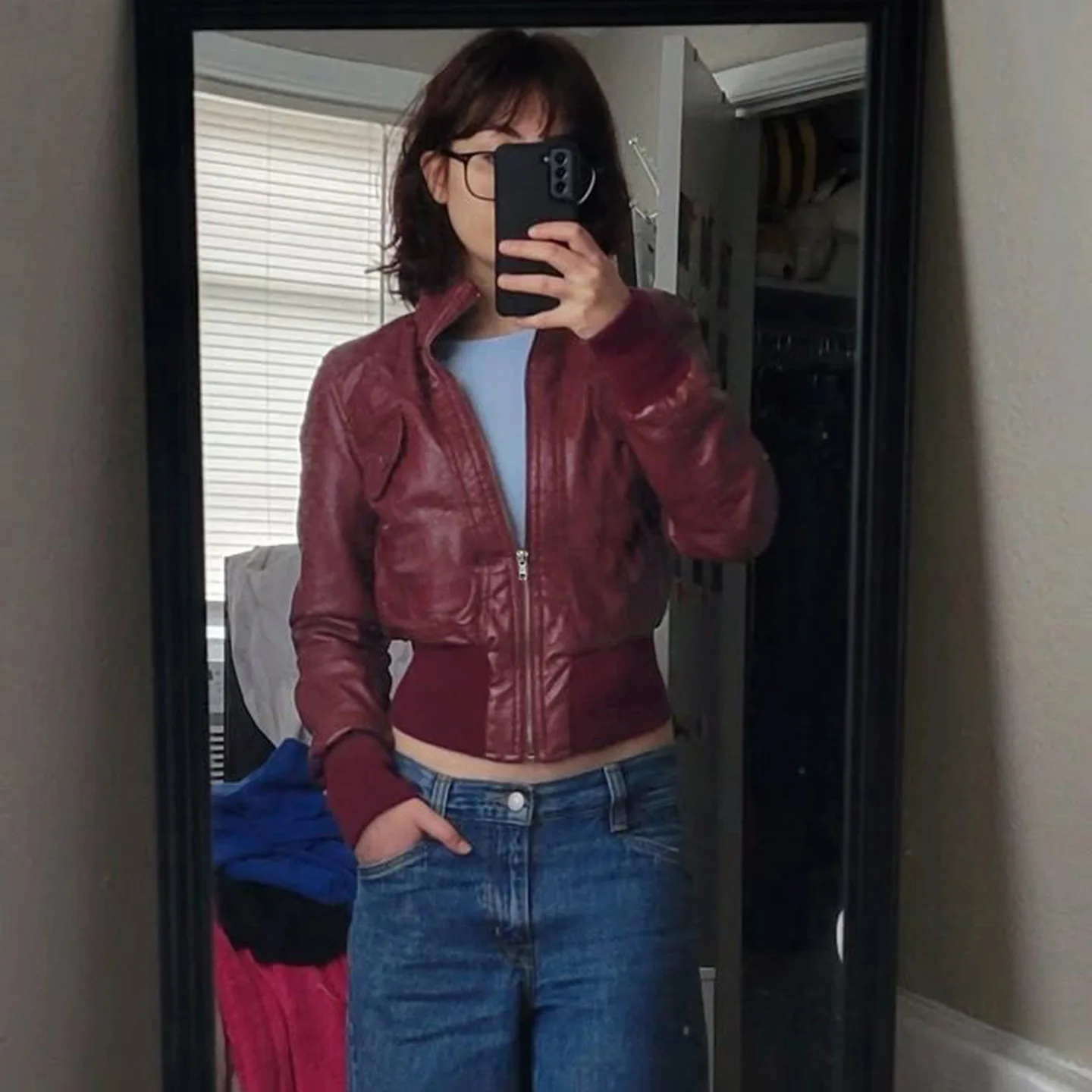 Stylish American Hot Girl Short Jacket Retro Waist-Cinching Zipper Stand Collar Leather Coat With Pockets For Women