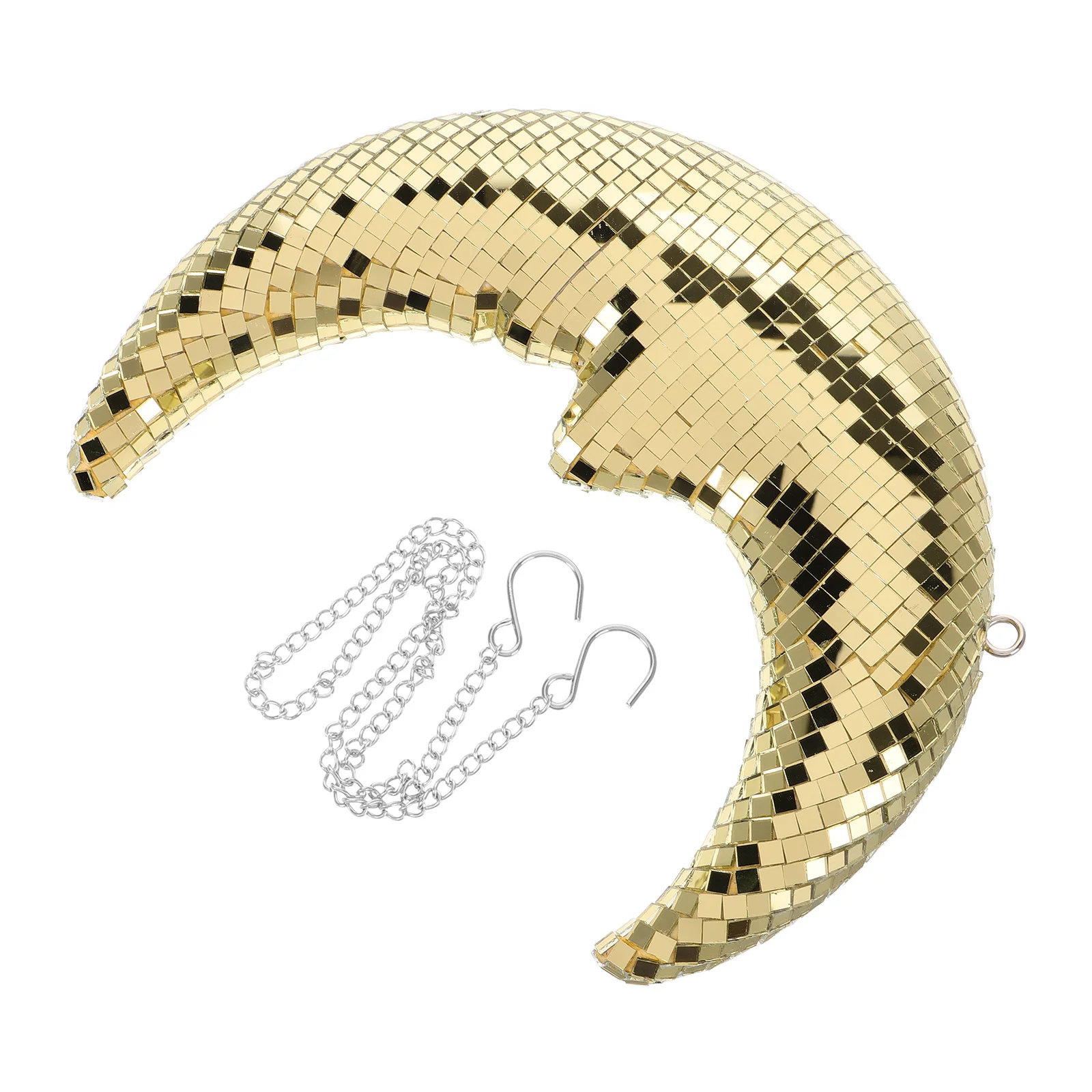 

Moon Shaped Disco Ball Hanging Mirror Decor For Room Party Wedding Festival Retro 80S Style Glittering Pendant Safe