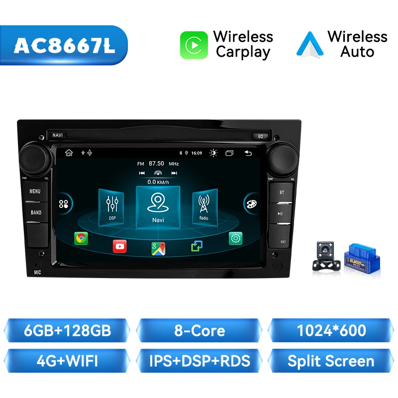 XONRICH Draadloze CarPlay Autoradio Speler Voor Opel Astra H J2004 Vectra Vauxhall Antara Zafira Corsa C D Vivaro Meriva Veda