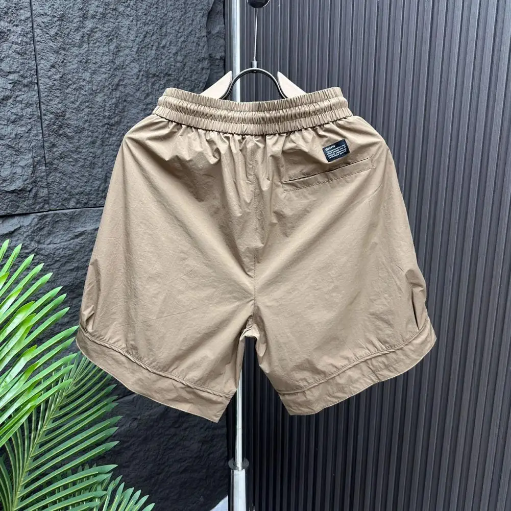 Pantalones cortos de Color sólido para hombre, Shorts Cargo de secado rápido con bolsillos ajustables en la cintura, ligeros, Verano