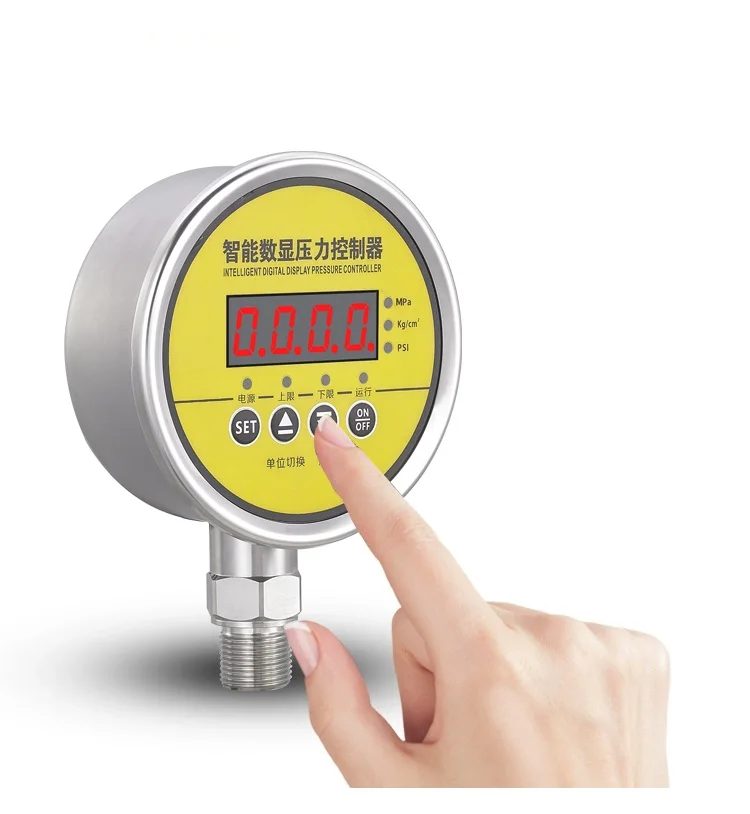 

Контроллер реле давления с цифровым дисплеем из нержавеющей стали 304, цифровой электронный вакуумный интеллектуальный электрический контактный манометр