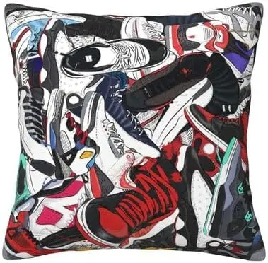 Sneaker Pillow Cover Basketball Shoe Pattern Decorative Pillowcase | Sneaker Throw Pillow Cases Cushion Cover Square Hidden