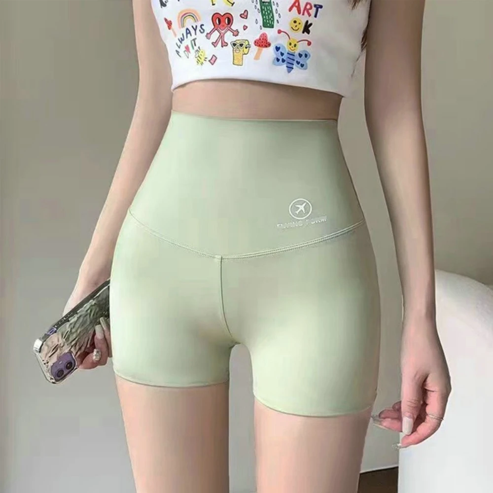 Sports Yoga Women Shorts Letter High Waist Casual Streetwear Elastic Female Underwear Tummy Control Safety Biker Shorts