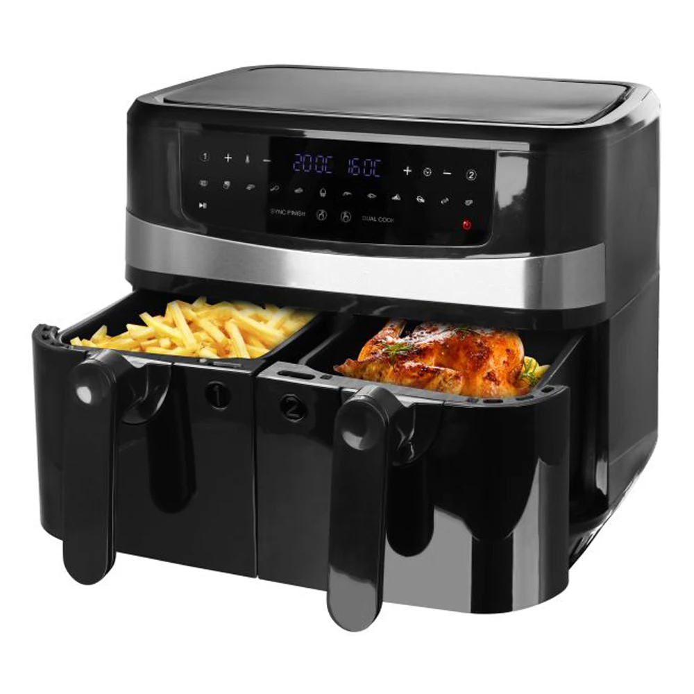 2000W Dual air Fryer 8.2L CNC Intelligent Display Modern Style Oil- Weight Loss Pot Dual Basket Intelligent air Fryer