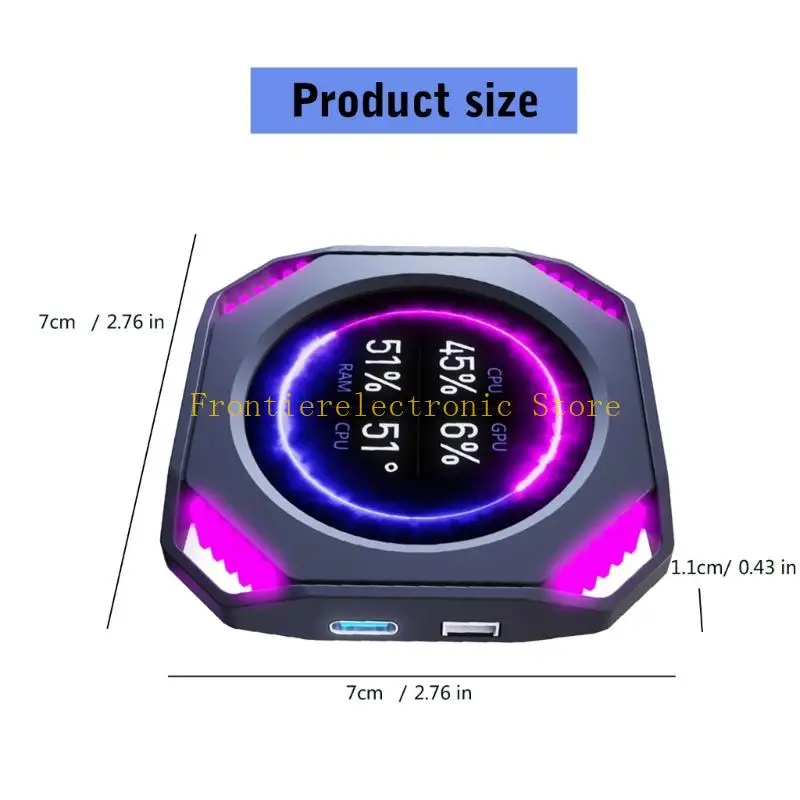 G8DB 2.1In IPS Display Screen PC Monitors GPU CPU Temperature Display Panel USB C Plugs and Play for Gaming PC Builds