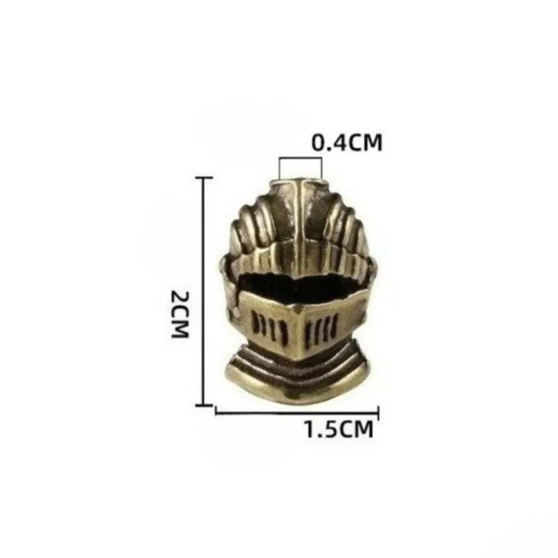 1 PC Creative Antique Style Soldier Warrior Helmet Brass Ornament DIY Keychain Knight Helmet Paracord Pendant Unique Home Decor