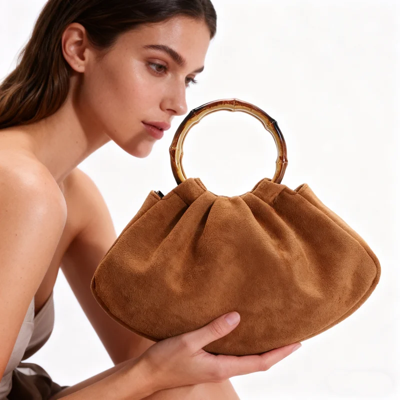 

Винтажная женская сумка через плечо с матовой текстурой, новая простая пригородная сумка, мягкая бамбуковая сумка на плечо с подкладкой из полиэстера