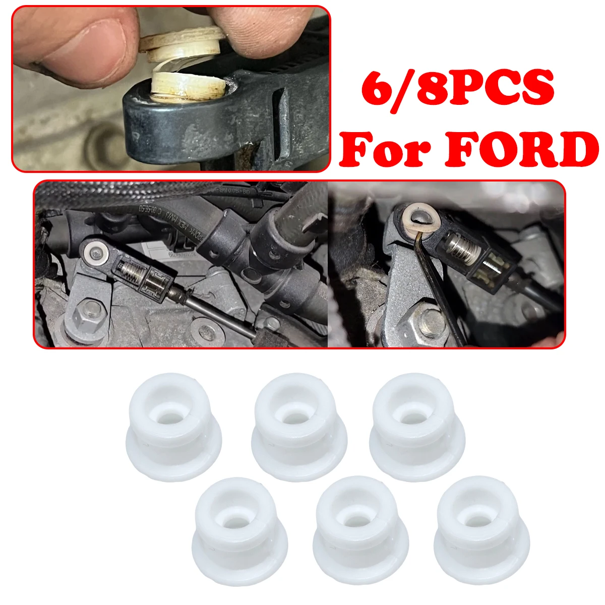 

6/8PC For ford Fusion Focus MK3 Kuga Mondeo Lincoln MZK MKC Gearbox Shifter Cable Bushing AT Gear End Sleeve Grommet Repair Kit