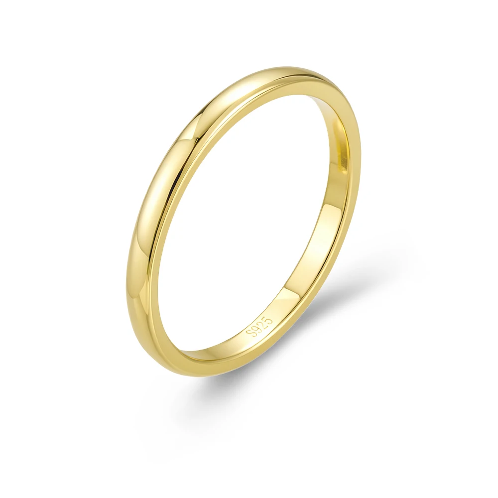 S925 Sterling Silver Plain Ring for Women Gold Plated Simple Classic Circular Versatile Fashionable Band Ring