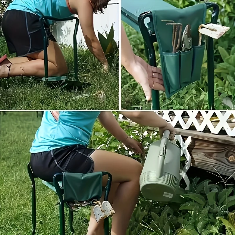Robuste, rutschfeste Garten-Kniematte – 3 Aufbewahrungstaschen, tragbar, waschbar, Gartengeräte-Zubehör für Anfänger, Experten