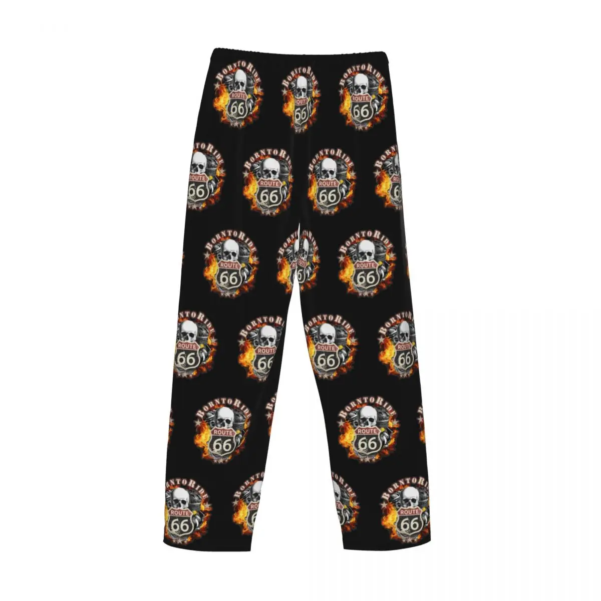 Custom Vintage Born Ride Pajama Pants Sleepwear Men Elastic Waistband Routes 66 Chopper Motorcycle Riders Sleep Lounge Bottoms