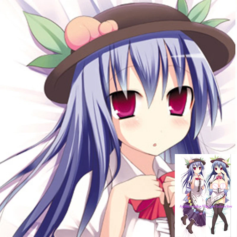 

Anime Pillow Cover Dakimakura Tenshi Hinanawi 2 Side Printed Hugging Body Pillowcase Cushion Cover Bedding Young Girl Tits